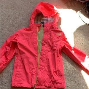 Pink North Face rain jacket